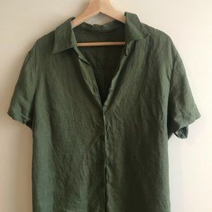 Vintage Olive Green Linen Shirt
